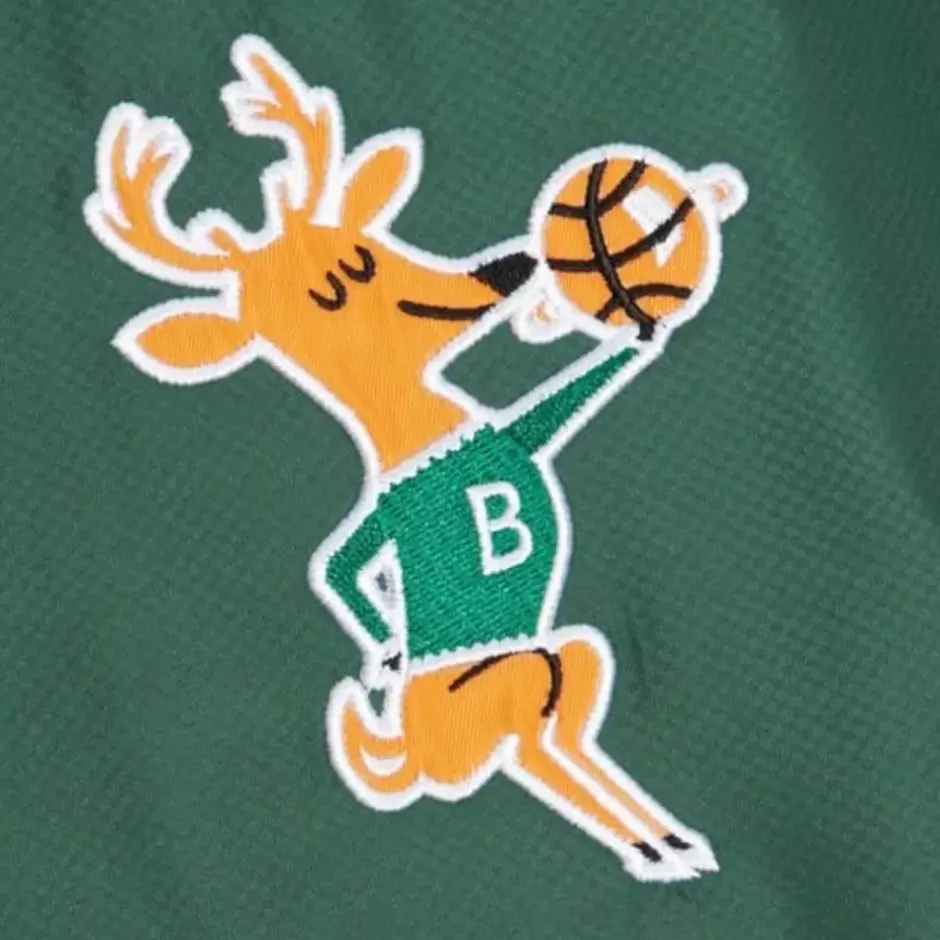 Men Mitchell & Ness Jackets & Outerwear-Team Origins Pullover Anorak Milwaukee Bucks