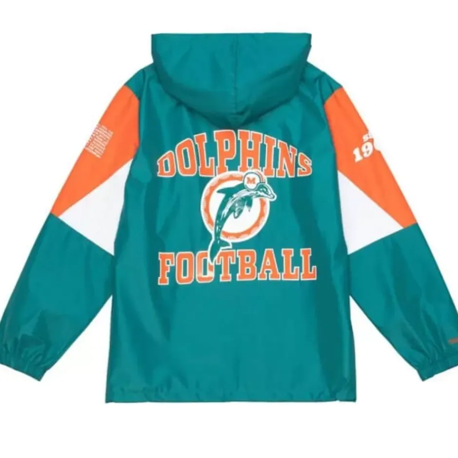 Men Mitchell & Ness Jackets & Outerwear-Team Origins Pullover Anorak Miami Dolphins