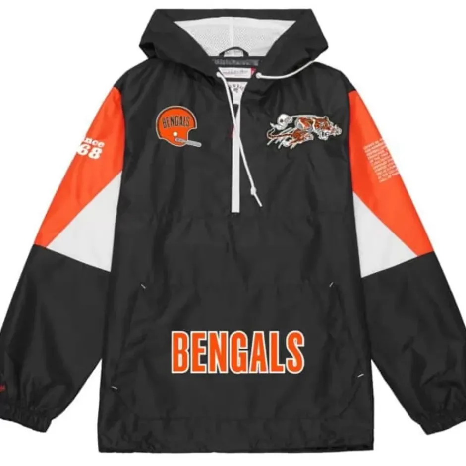 Men Mitchell & Ness Jackets & Outerwear-Team Origins Pullover Anorak Cincinnati Bengals