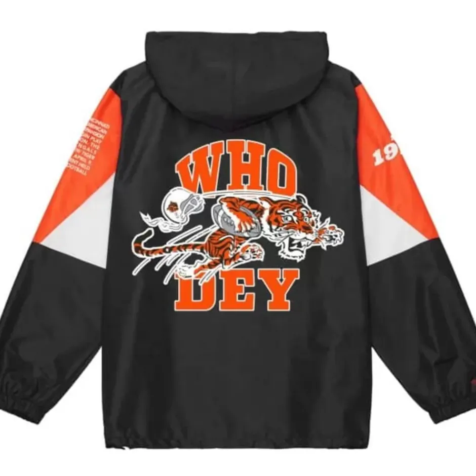 Men Mitchell & Ness Jackets & Outerwear-Team Origins Pullover Anorak Cincinnati Bengals