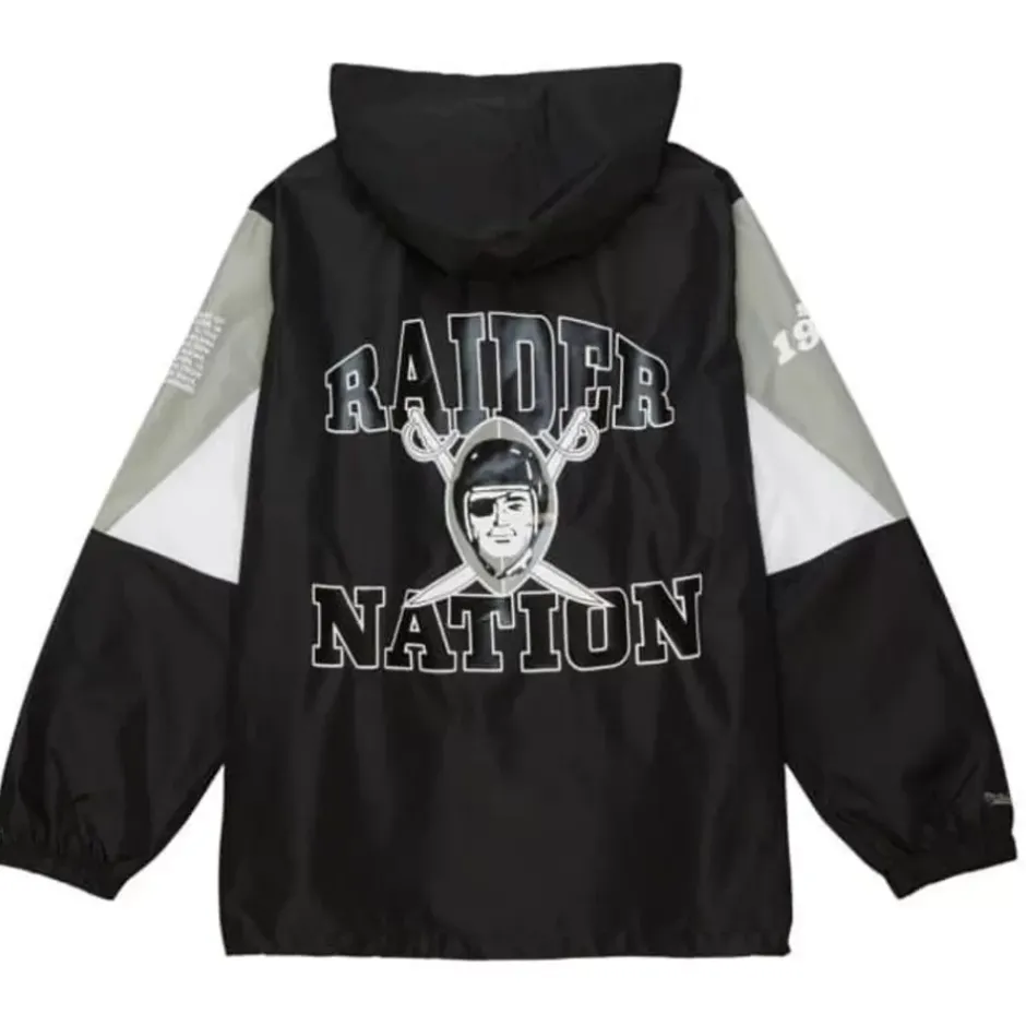 Men Mitchell & Ness Jackets & Outerwear-Team Origins Pullover Anorak Oakland Raiders