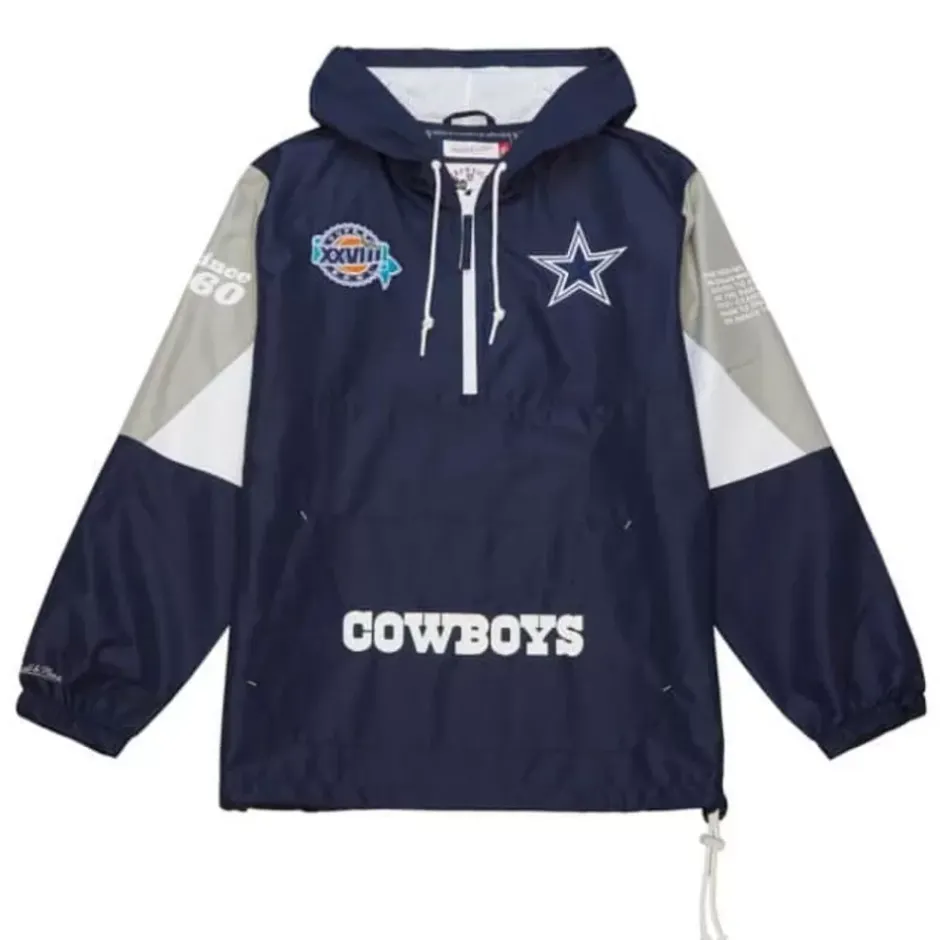 Men Mitchell & Ness Jackets & Outerwear-Team Origins Pullover Anorak Dallas Cowboys