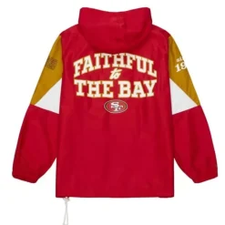 Men Mitchell & Ness Jackets & Outerwear-Team Origins Pullover Anorak San Francisco 49Ers