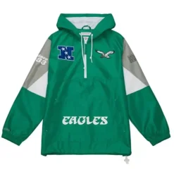 Men Mitchell & Ness Jackets & Outerwear-Team Origins Pullover Anorak Philadelphia Eagles