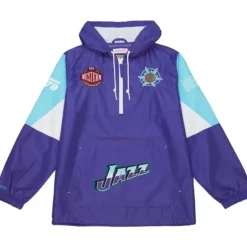 Men Mitchell & Ness Jackets & Outerwear-Team Origins Pullover Anorak Utah Jazz