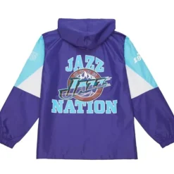 Men Mitchell & Ness Jackets & Outerwear-Team Origins Pullover Anorak Utah Jazz