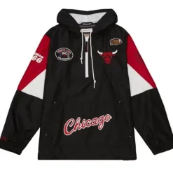 Men Mitchell & Ness Jackets & Outerwear-Team Origins Pullover Anorak Chicago Bulls