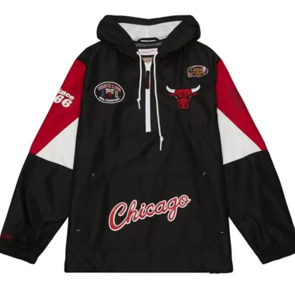 Men Mitchell & Ness Jackets & Outerwear-Team Origins Pullover Anorak Chicago Bulls