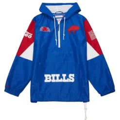 Men Mitchell & Ness Jackets & Outerwear-Team Origins Pullover Anorak Buffalo Bills