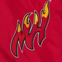 Men Mitchell & Ness Jackets & Outerwear-Team Origins Pullover Anorak Miami Heat