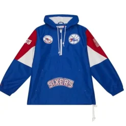 Men Mitchell & Ness Jackets & Outerwear-Team Origins Pullover Anorak Philadelphia 76Ers