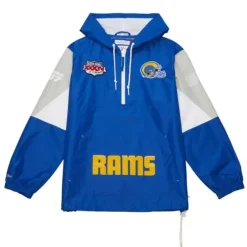 Men Mitchell & Ness Jackets & Outerwear-Team Origins Pullover Anorak Los Angeles Rams