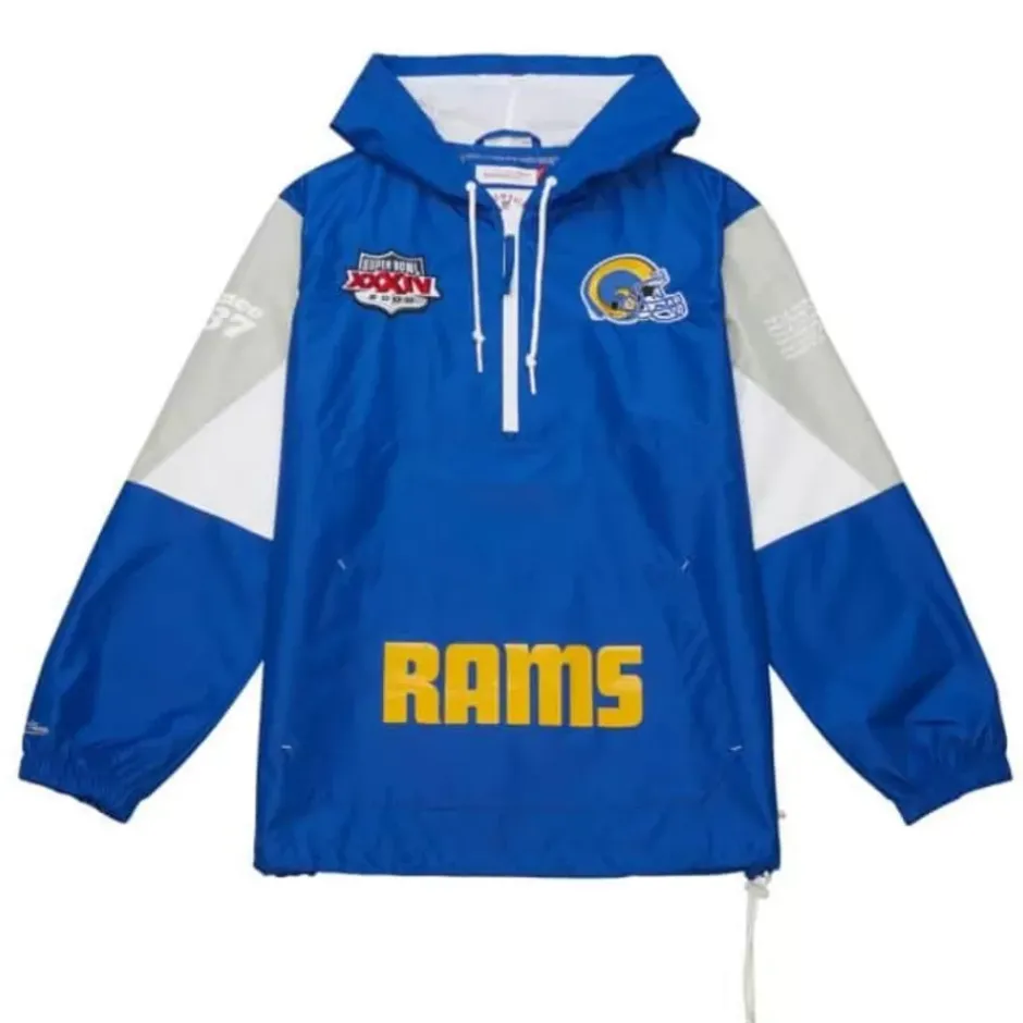 Men Mitchell & Ness Jackets & Outerwear-Team Origins Pullover Anorak Los Angeles Rams