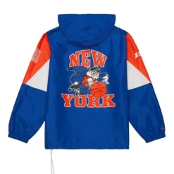 Men Mitchell & Ness Jackets & Outerwear-Team Origins Pullover Anorak New York Knicks