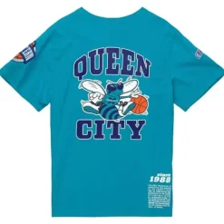 Men Mitchell & Ness T-Shirts & Tops-Team Origins S/S Top Charlotte Hornets