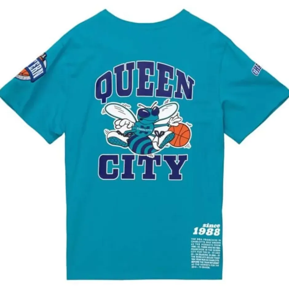 Men Mitchell & Ness T-Shirts & Tops-Team Origins S/S Top Charlotte Hornets