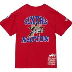 Men Mitchell & Ness T-Shirts & Tops-Team Origins S/S Top Philadelphia 76Ers