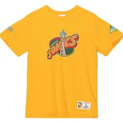 Men Mitchell & Ness T-Shirts & Tops-Team Origins S/S Top Seattle Supersonics