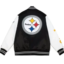 Men Mitchell & Ness Jackets & Outerwear-Team Origins Varsity Satin Jacket Pittsburgh Steelers