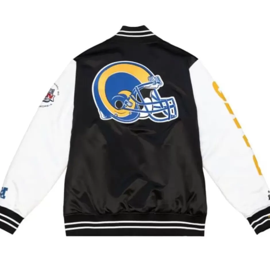 Men Mitchell & Ness Jackets & Outerwear-Team Origins Varsity Satin Jacket Los Angeles Rams