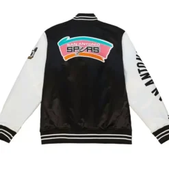 Men Mitchell & Ness Jackets & Outerwear-Team Origins Varsity Satin Jacket San Antonio Spurs