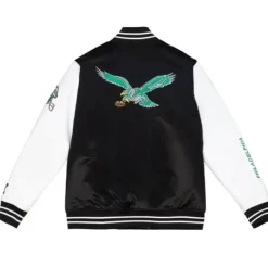 Men Mitchell & Ness Jackets & Outerwear-Team Origins Varsity Satin Jacket Philadelphia Eagles
