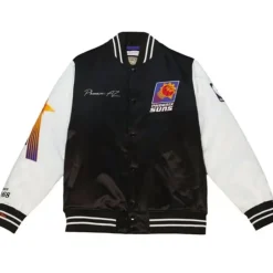 Men Mitchell & Ness Jackets & Outerwear-Team Origins Varsity Satin Jacket Phoenix Suns