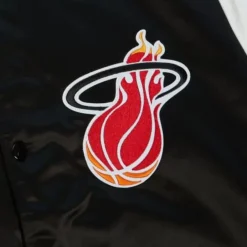 Men Mitchell & Ness Jackets & Outerwear-Team Origins Varsity Satin Jacket Miami Heat