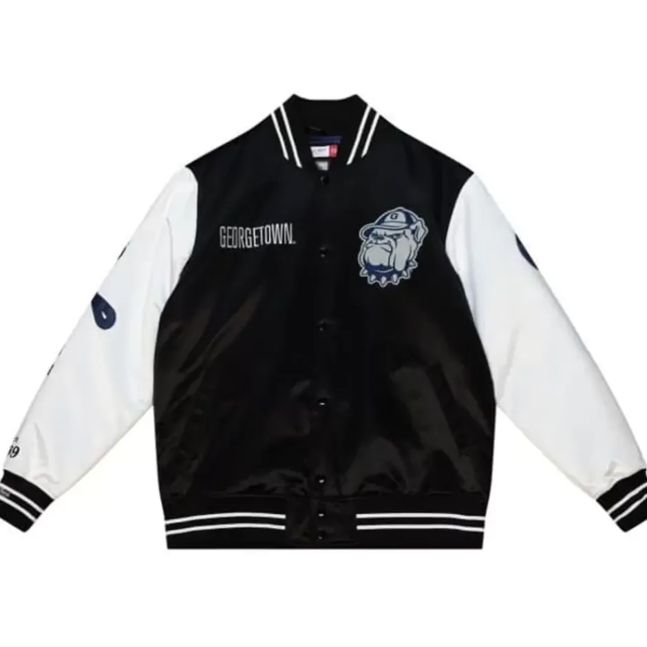 Men Mitchell & Ness Jackets & Outerwear-Team Origins Varsity Satin Jacket Georgetown University