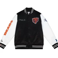 Men Mitchell & Ness Jackets & Outerwear-Team Origins Varsity Satin Jacket Chicago Bears