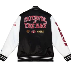 Men Mitchell & Ness Jackets & Outerwear-Team Origins Varsity Satin Jacket San Francisco 49Ers