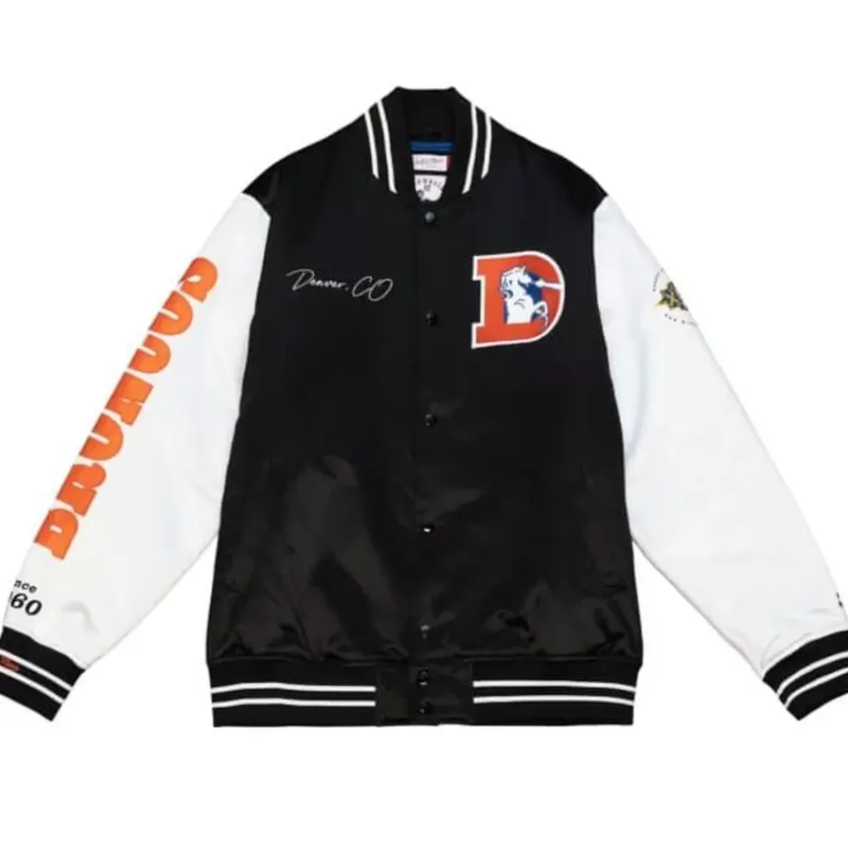 Men Mitchell & Ness Jackets & Outerwear-Team Origins Varsity Satin Jacket Denver Broncos