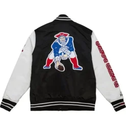 Men Mitchell & Ness Jackets & Outerwear-Team Origins Varsity Satin Jacket New England Patriots