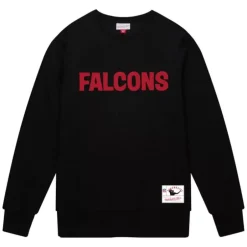 Men Mitchell & Ness Hoodies & Sweatshirts-Team Wordmark 1 Crew Atlanta Falcons