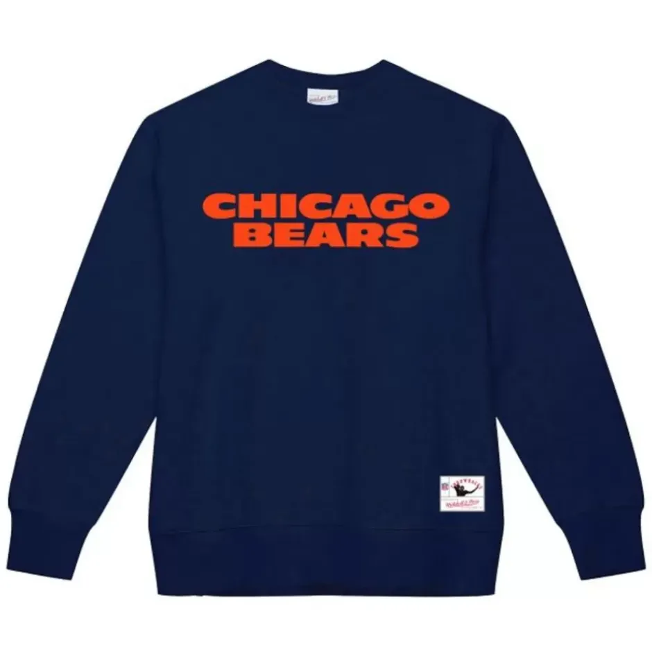 Men Mitchell & Ness Hoodies & Sweatshirts-Team Wordmark 1 Crew Chicago Bears