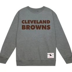 Men Mitchell & Ness Hoodies & Sweatshirts-Team Wordmark 1 Crew Cleveland Browns