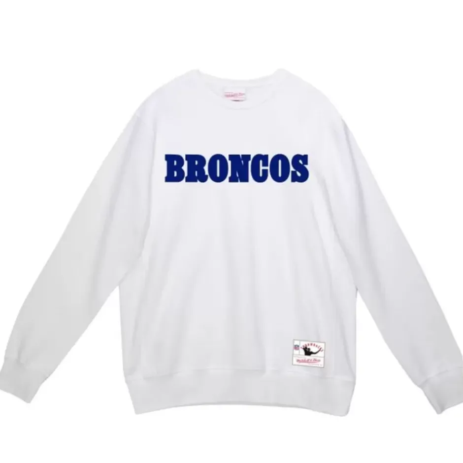 Men Mitchell & Ness Hoodies & Sweatshirts-Team Wordmark 1 Crew Denver Broncos