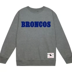 Men Mitchell & Ness Hoodies & Sweatshirts-Team Wordmark 1 Crew Denver Broncos