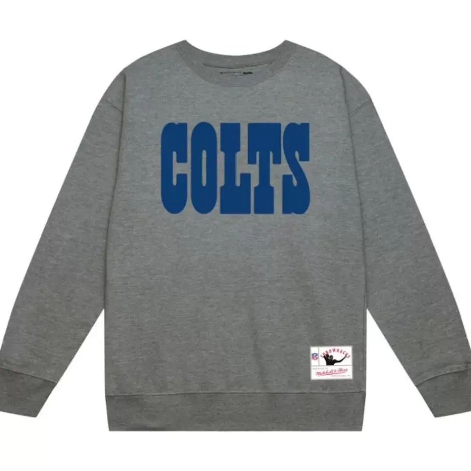 Men Mitchell & Ness Hoodies & Sweatshirts-Team Wordmark 1 Crew Indianapolis Colts