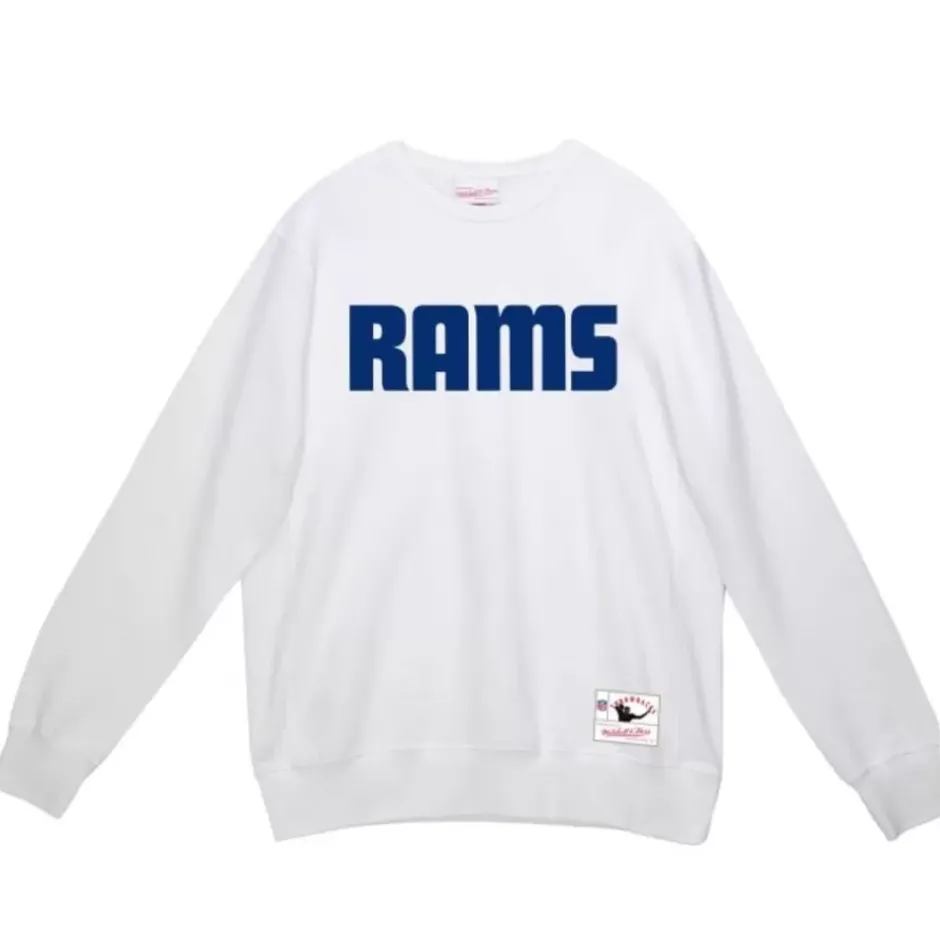 Men Mitchell & Ness Hoodies & Sweatshirts-Team Wordmark 1 Crew Los Angeles Rams