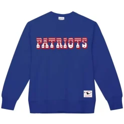 Men Mitchell & Ness Hoodies & Sweatshirts-Team Wordmark 1 Crew New England Patriots