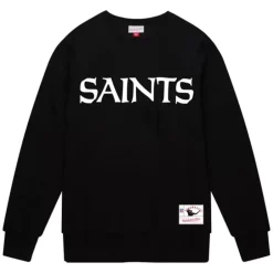 Men Mitchell & Ness Hoodies & Sweatshirts-Team Wordmark 2 Crew New Orleans Saints
