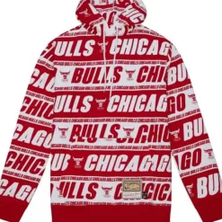 Men Mitchell & Ness Hoodies & Sweatshirts-Teamwrap Hoodie Chicago Bulls