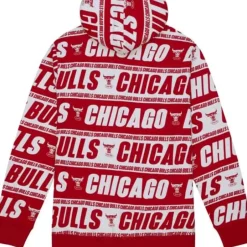 Men Mitchell & Ness Hoodies & Sweatshirts-Teamwrap Hoodie Chicago Bulls