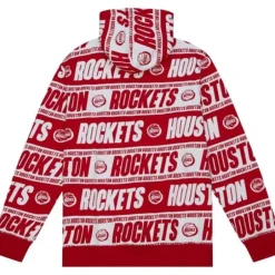 Men Mitchell & Ness Hoodies & Sweatshirts-Teamwrap Hoodie Houston Rockets