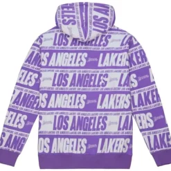 Men Mitchell & Ness Hoodies & Sweatshirts-Teamwrap Hoodie Los Angeles Lakers