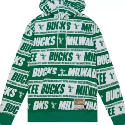 Men Mitchell & Ness Hoodies & Sweatshirts-Teamwrap Hoodie Milwaukee Bucks