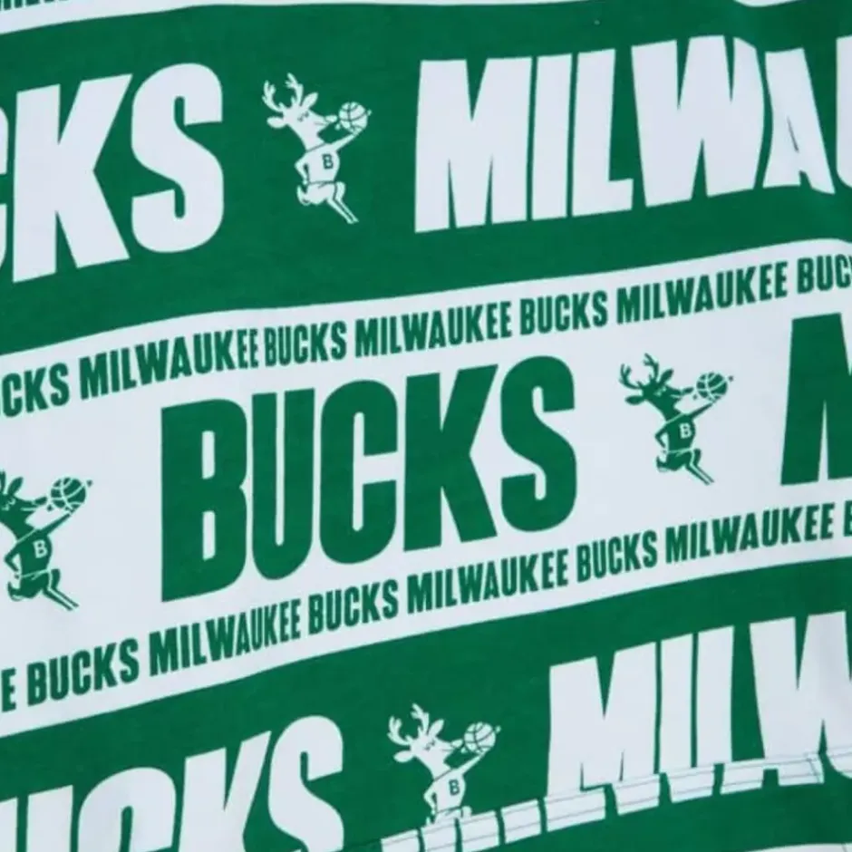 Men Mitchell & Ness Hoodies & Sweatshirts-Teamwrap Hoodie Milwaukee Bucks