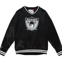 Men Mitchell & Ness Jackets & Outerwear-4Th And Inches Satin Pullover Oakland Raiders