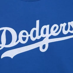 Men Mitchell & Ness Hoodies & Sweatshirts-There And Back Fleece Crew Current Logo Los Angeles Dodgers